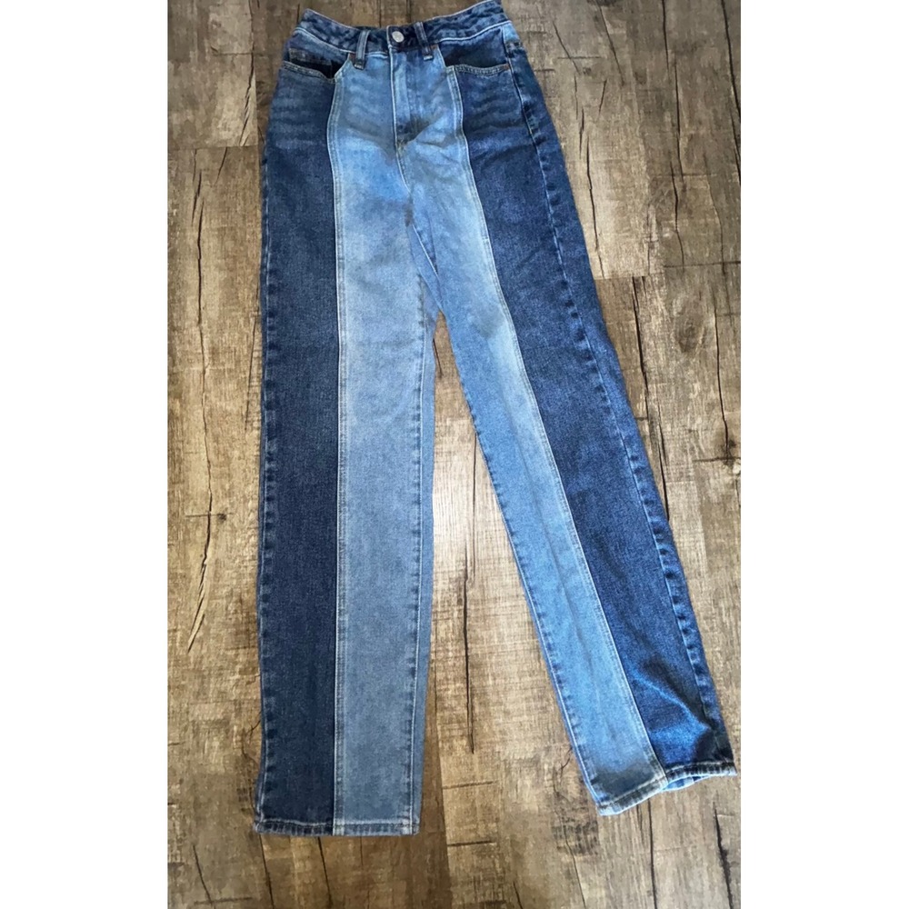 PacSun 90s Boyfriend Two Tone Colorblock High Waisted Jeans Blue Size 24